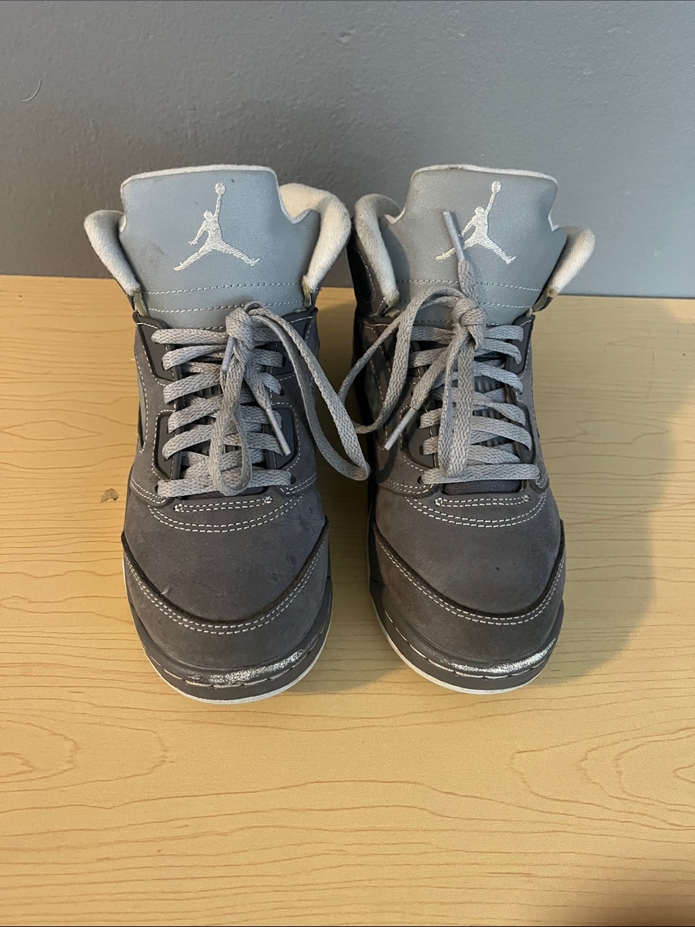 Jordan Retro 5 Kids Suede Gray Mid-Top Sneakers